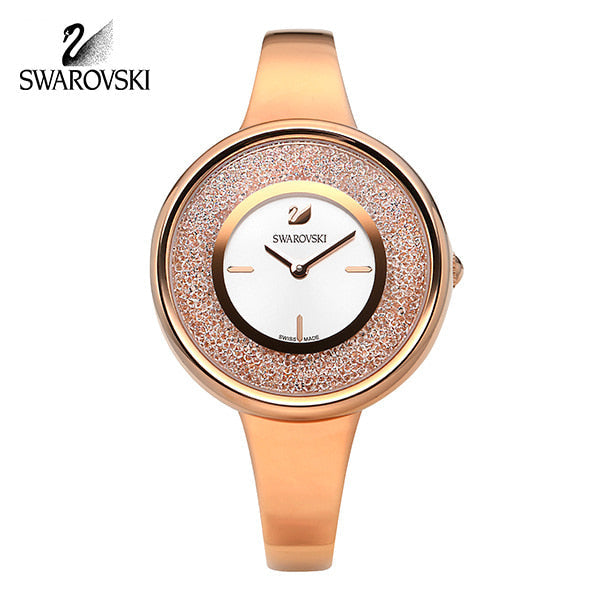 Swarovski Crystalline Crystals White Dial Rose Gold Steel Strap Watch for Women - 5269250