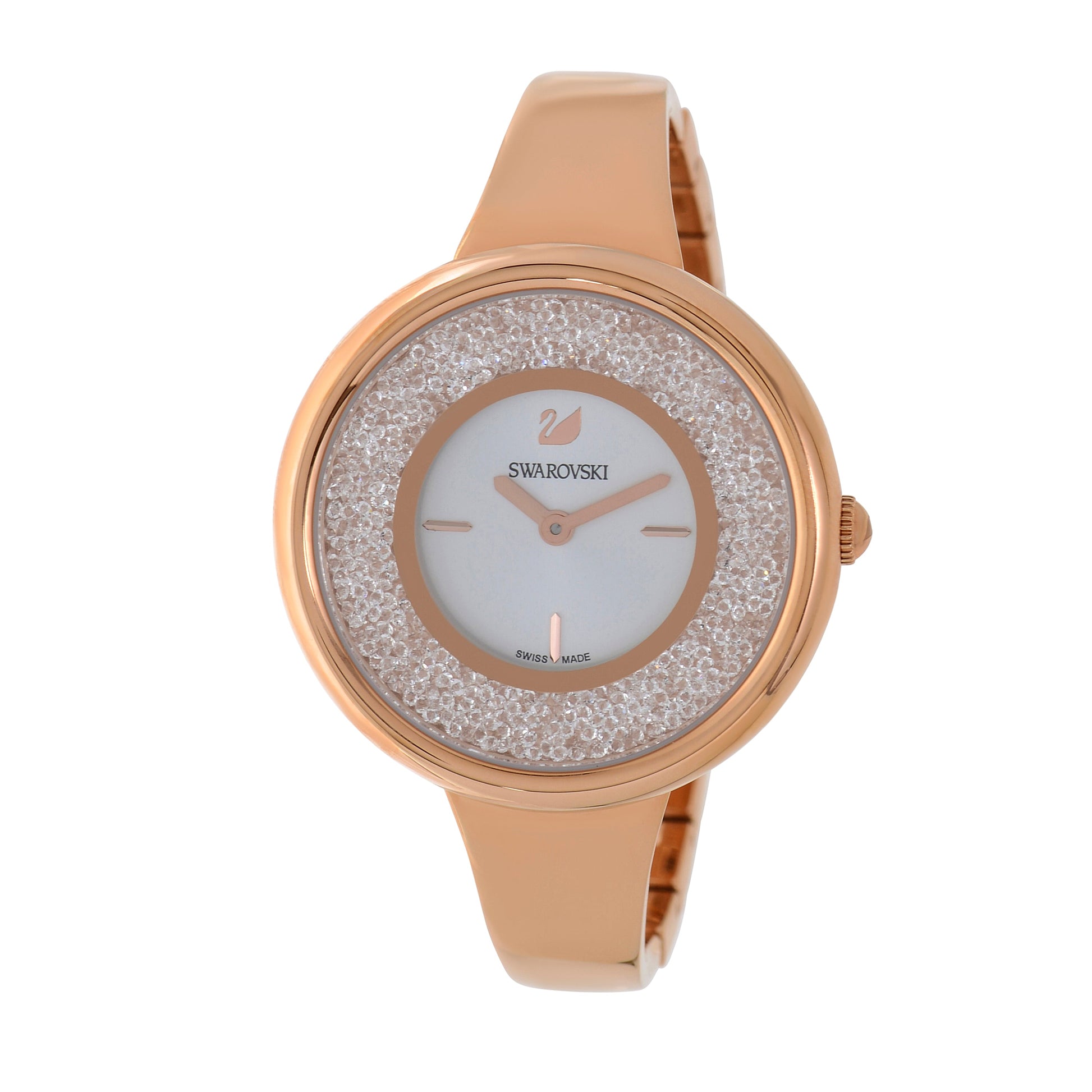 Swarovski Crystalline Crystals White Dial Rose Gold Steel Strap Watch for Women - 5269250