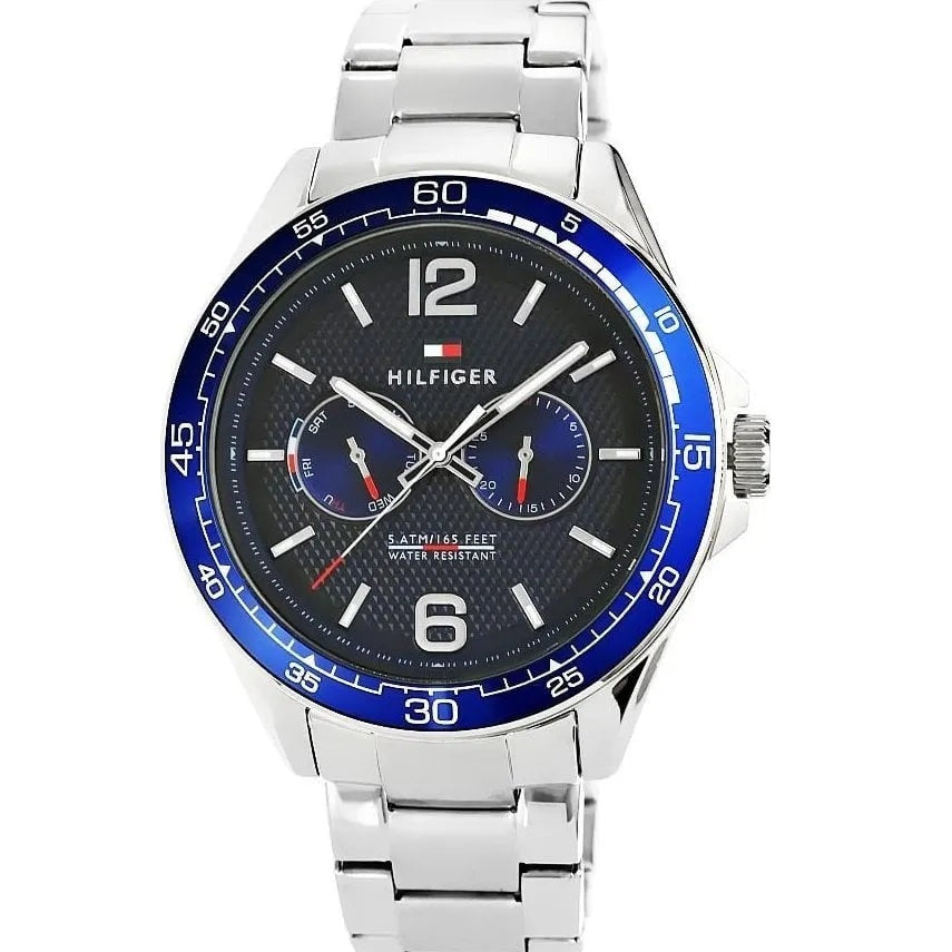 Tommy Hilfiger Erik Chronograph Blue Dial Silver Steel Strap Watch for Men - 1791366