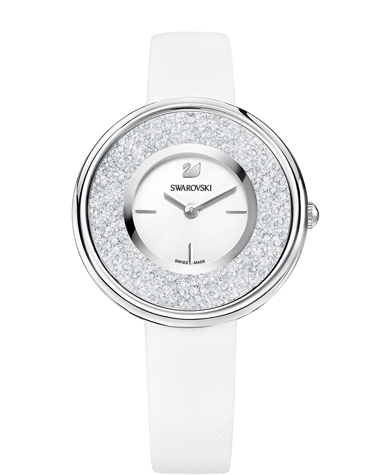 Swarovski Crystalline Pure White Dial White Leather Strap Watch for Women - 5275046