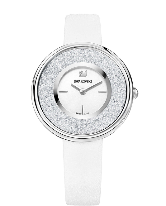 Swarovski Crystalline Pure White Dial White Leather Strap Watch for Women - 5275046