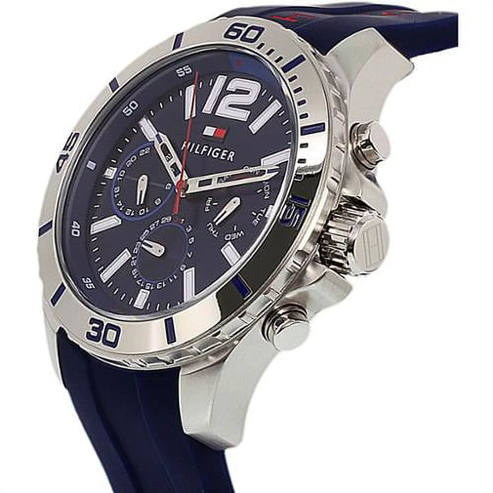 Tommy Hilfiger Nolan Chronograph Blue Dial Blue Rubber Strap Watch for Men - 1791142