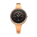 Swarovski Crystalline Pure Black Dial Rose Gold Steel Strap Watch for Women - 5295334