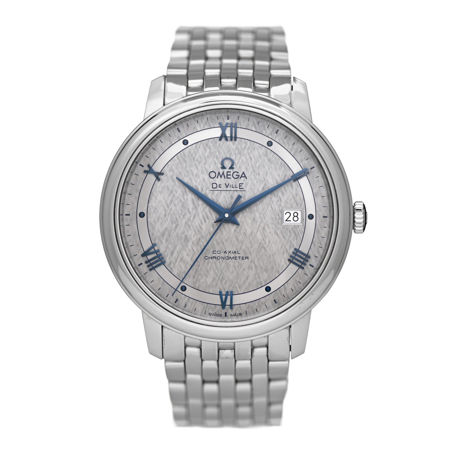 Omega De Ville Prestige Co-Axial Grey Dial Silver Steel Strap Watch for Men - 424.10.40.20.06.002