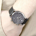 Emporio Armani Luigi Chronograph Quartz Grey Dial Grey Leather Strap Watch For Men - AR1735