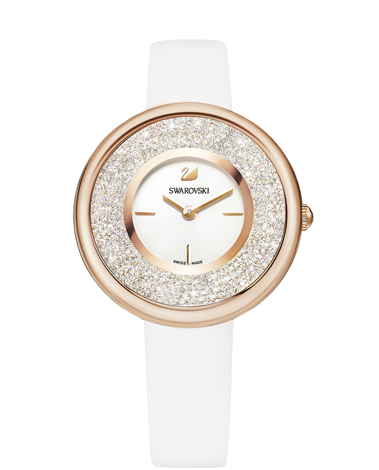 Swarovski Crystalline Pure White Dial White Leather Strap Watch for Women - 5376083