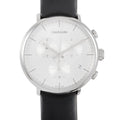 Calvin Klein High Noon Chronograph White Dial Black Leather Strap Watch for Men - K8M271C6