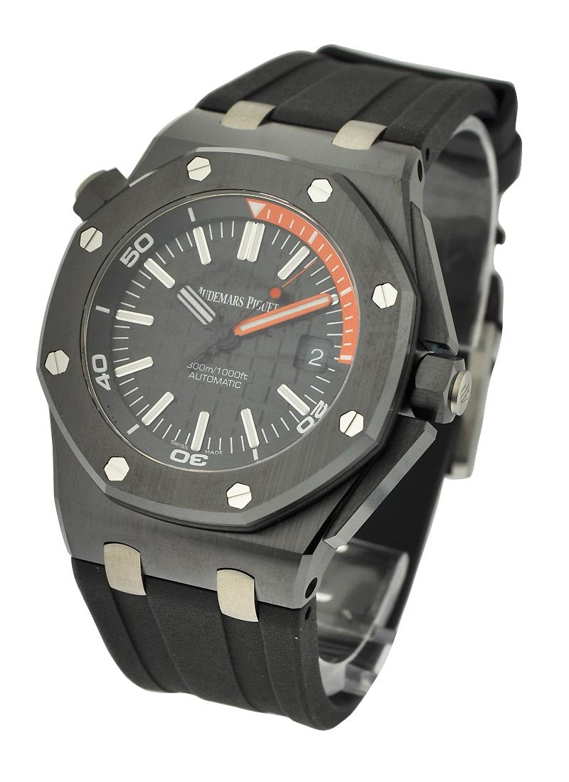 Audemars Piguet Royal Oak Offshore Diver Black Dial Black Rubber Strap Watch for Men - 15707CE.OO.A002CA.01