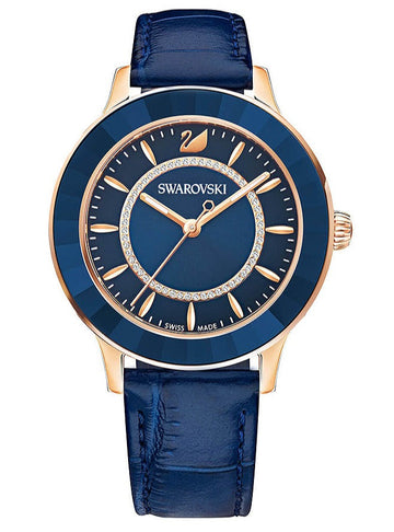 Swarovski Octea Lux Blue Dial Blue Leather Strap Watch for Women - 5414413