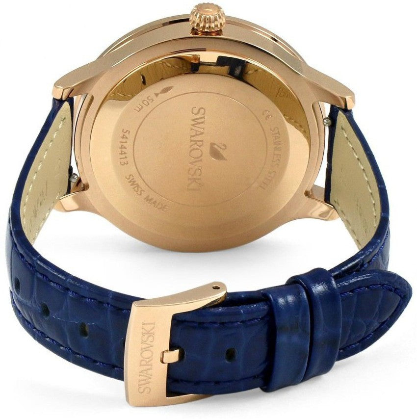 Swarovski Octea Lux Blue Dial Blue Leather Strap Watch for Women - 5414413