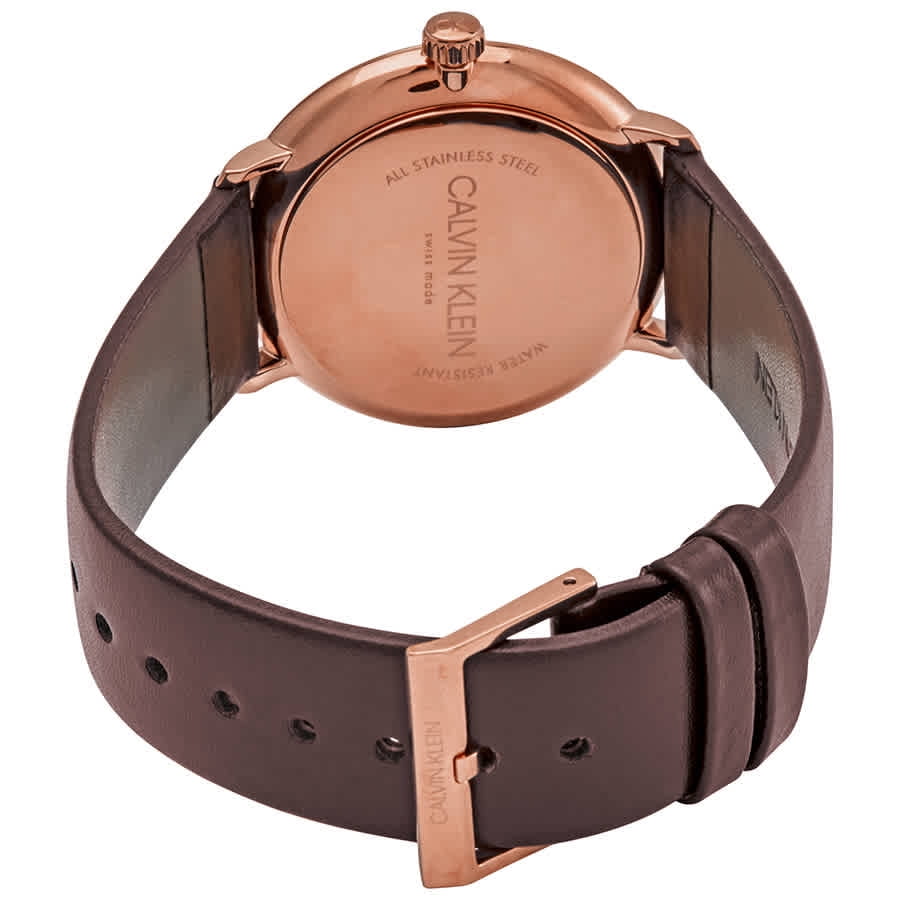 Calvin Klein High Noon Silver Dial Brown Leather Strap Watch for Men - K8M216G6