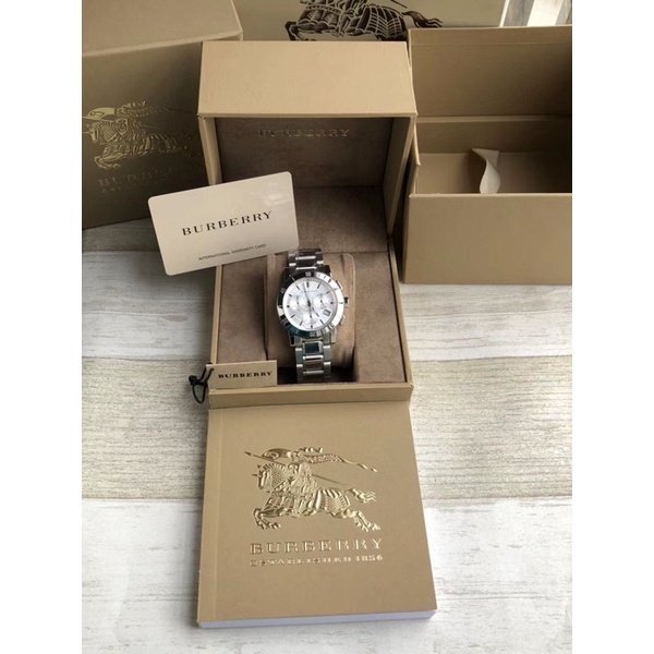 Burberry City Chronograph White Dial Silver Steel Strap Watch For Women - BU9700