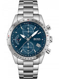 Hugo Boss Pilot Chronograph Blue Dial Silver Steel Strap Watch for Men - 1513850