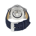 Fossil Grant Automatic Skeleton Silver Dial Blue Leather Strap Watch for Men - ME3111