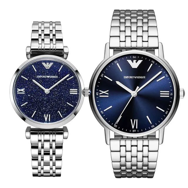 Emporio Armani Kappa Quartz Blue Dial Silver Steel Strap Watch For Men - AR80010