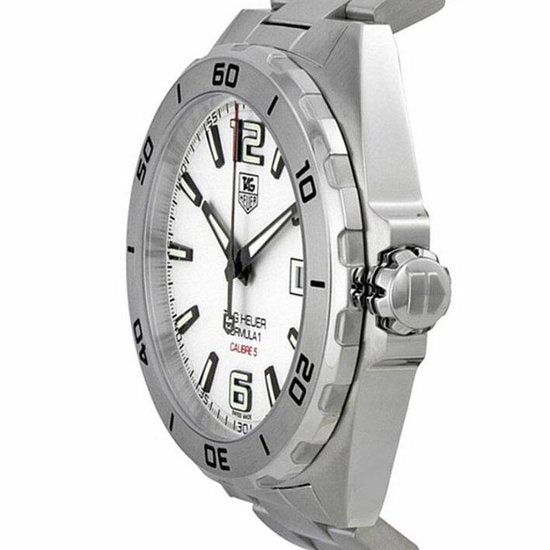 Tag Heuer Formula 1 Calibre 5 Automatic White Dial Silver Steel Strap Watch for Men - WAZ2114.BA0875