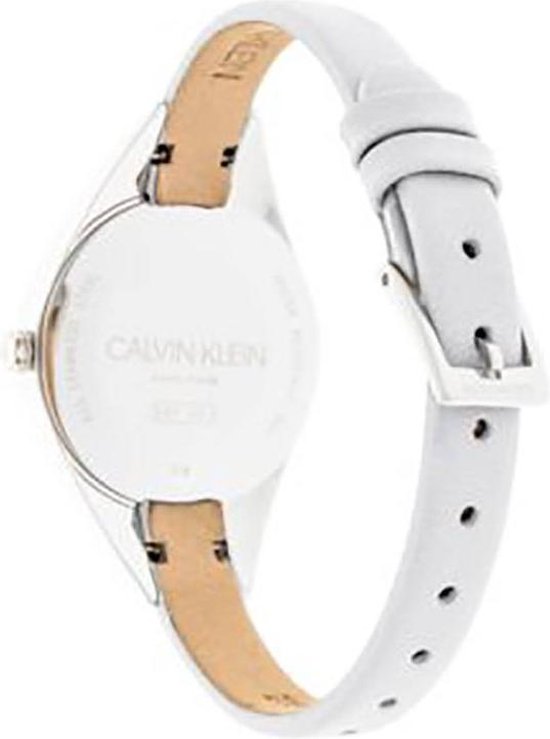 Calvin Klein Rebel White Dial White Leather Strap Watch for Women - K8P231L6