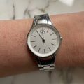 Calvin Klein Simplicity White Dial Silver Steel Strap Watch for Women - K4323126