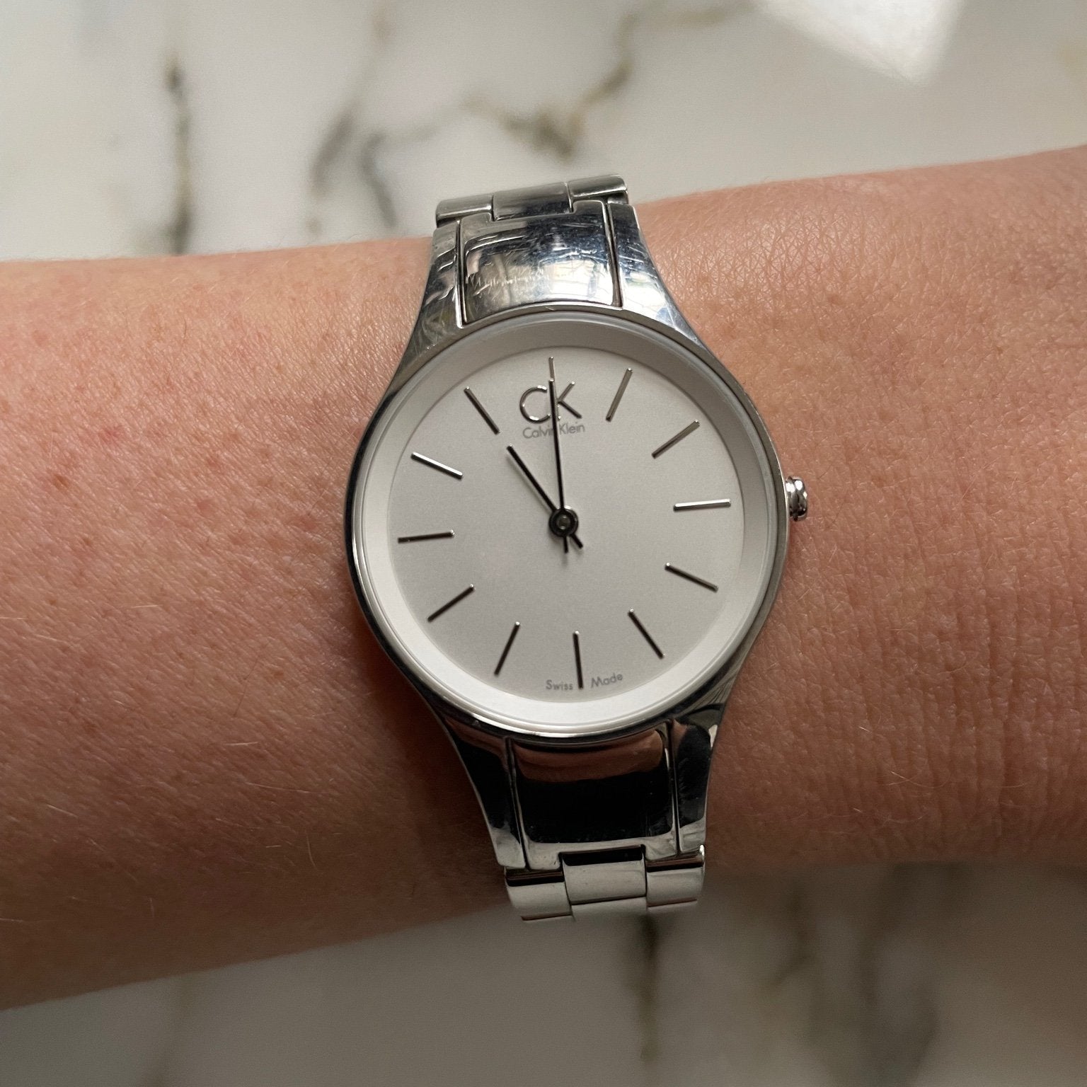 Calvin Klein Simplicity White Dial Silver Steel Strap Watch for Women - K4323126