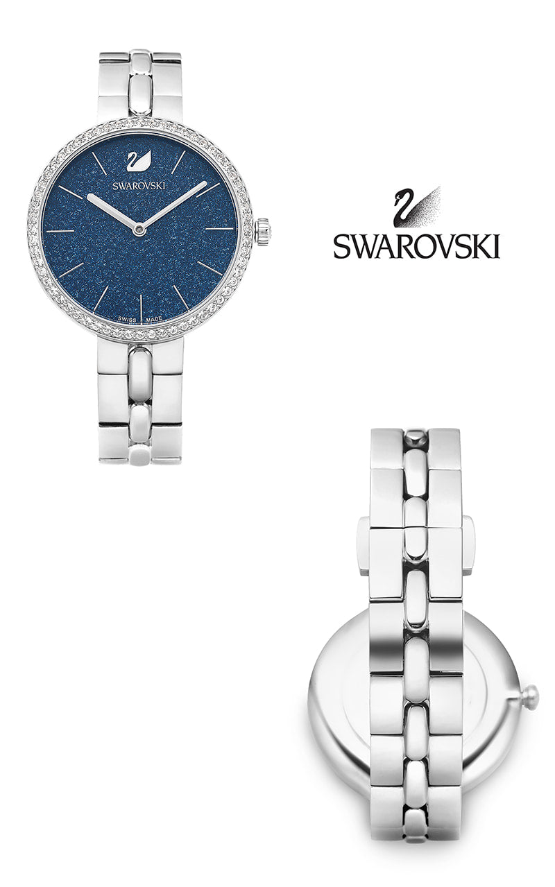 Swarovski Cosmopolitan Blue Dial Silver Steel Strap Watch for Women - 5517790