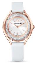 Swarovski Crystalline Aura Crystals Silver Dial White Leather Strap Watch for Women - 5519453