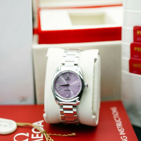 Omega Seamaster Aqua Terra Quartz Purple Dial Silver Steel Strap Watch for Women - 220.10.28.60.60.001