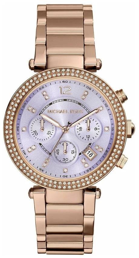 Michael Kors Parker Lilac Dial Gold Steel Strap Watch for Women - MK6169