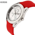 Guess G-Twist Silver Dial Red Rubber Strap Watch for Women - W0911L9