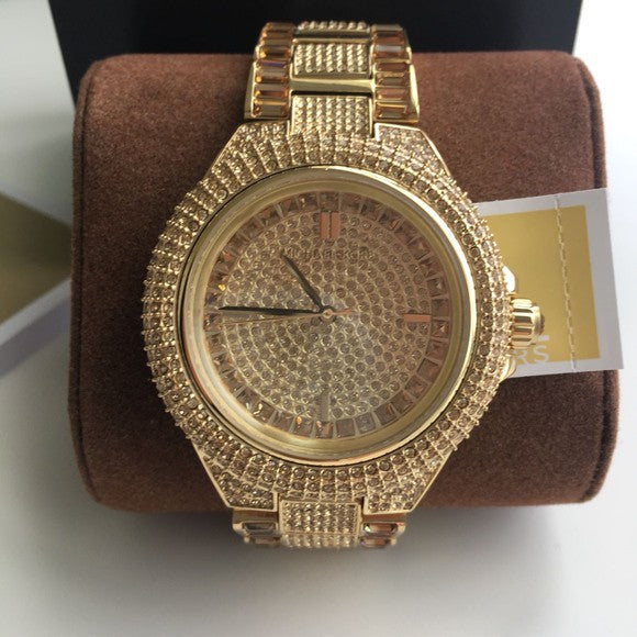 Michael Kors Camille Gold Diamonds Dial Steel Strap Watch for Women - MK5720