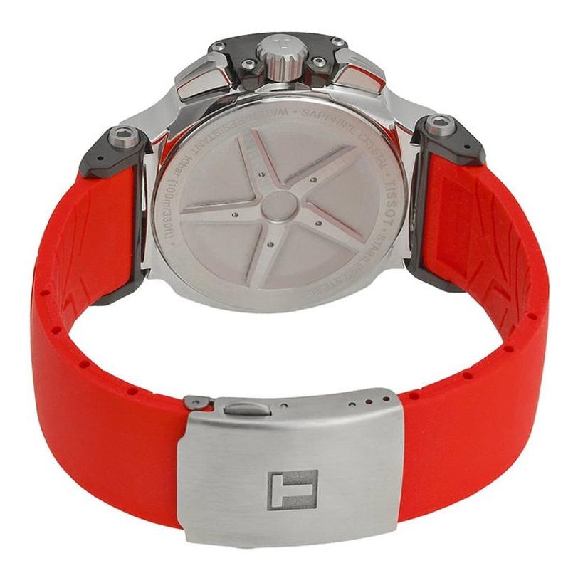 Tissot T Race Chronograph Black Dial Red Rubber Strap Watch for Men - T048.417.27.057.01