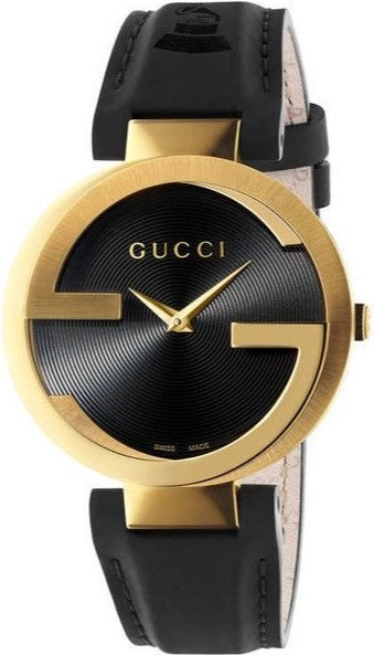 Gucci Interlocking Special Grammy  Edition Black Dial Black Leather Strap Watch For Men - YA133208