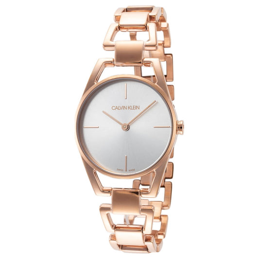 Calvin Klein Dainty White Dial Rose Gold Steel Strap Watch for Women - K7L23646