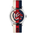 Gucci G Timeless Quartz White Red Blue Dial Multicolored NATO Strap Watch For Men - YA1264059