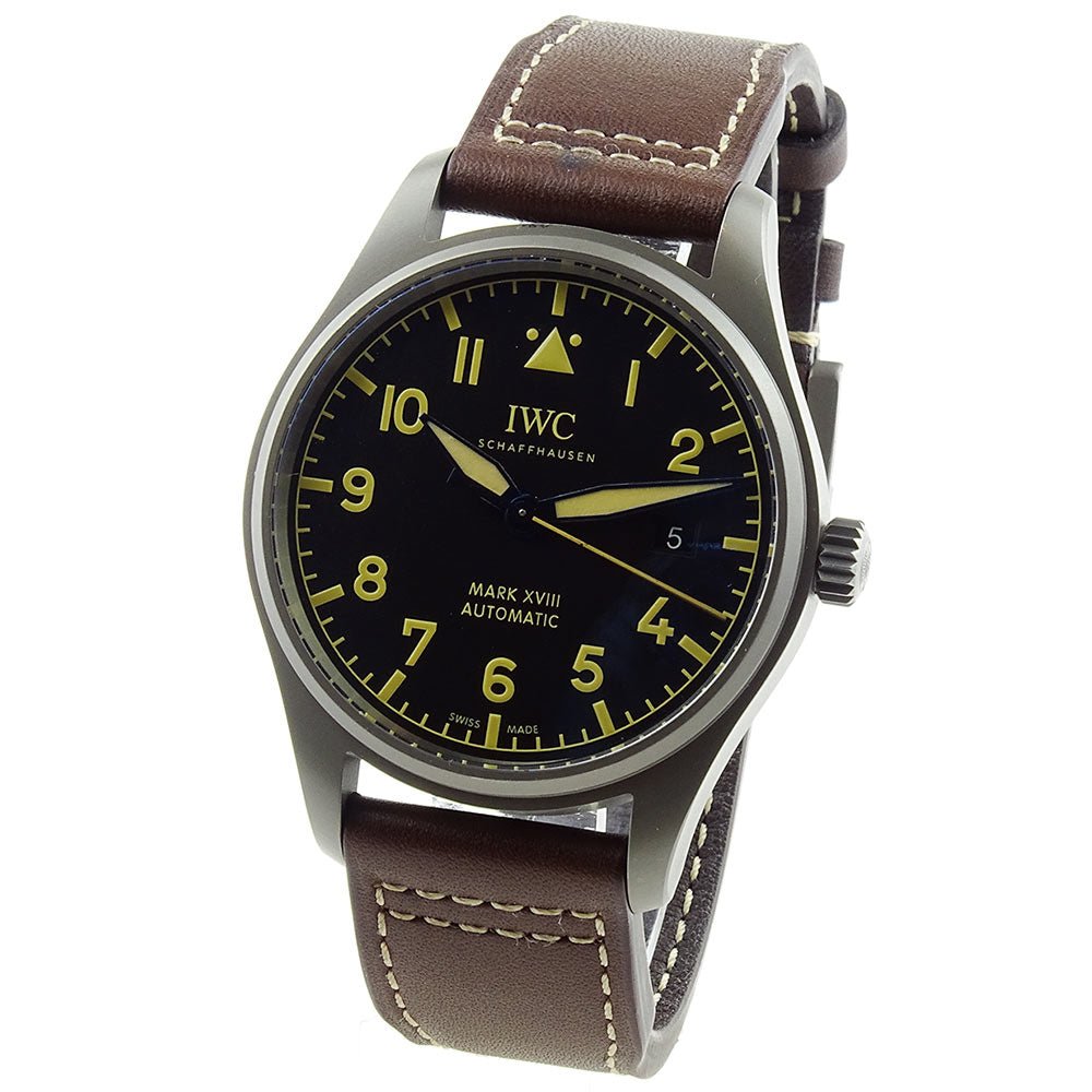 IWC Pilot's Watch Mark XVIII 40mm Black Dial Brown Leather Strap Watch for Men - IW327006