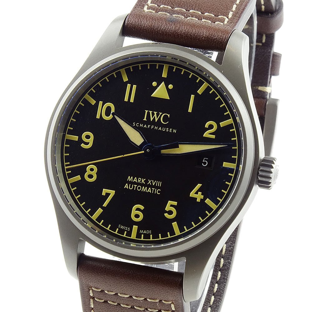 IWC Pilot's Watch Mark XVIII 40mm Black Dial Brown Leather Strap Watch for Men - IW327006