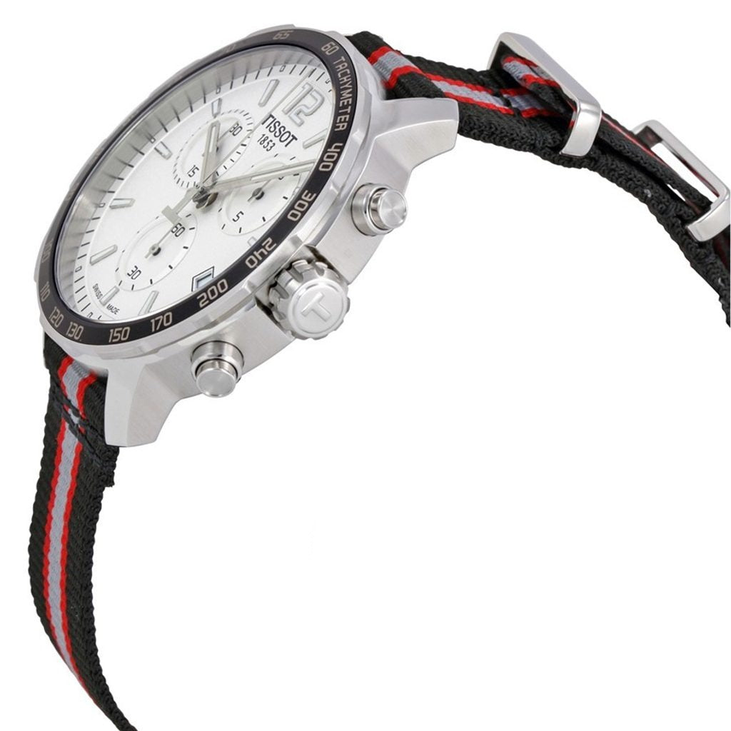 Tissot Quickster Chronograph NBA Toronto Raptors White Dial Two Tone NATO Strap Watch for Men - T095.417.17.037.16