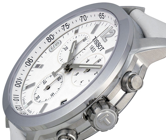 Tissot PRC 200 Chronograph Quartz White Dial Steel Watch For Men - T055.417.16.017.00