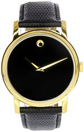 Movado Museum Black Dial Black Leather Strap Watch For Men - 2100005