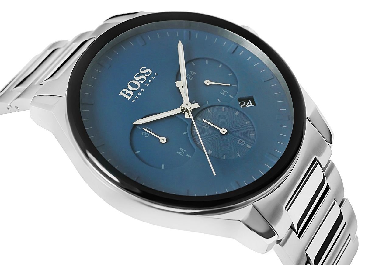 Hugo Boss Peak Chronograph Blue Dial Silver Steel Strap Watch for Men - 1513763