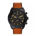 Fossil Bronson Black Dial Brown Leather Strap Watch for Men - FS5714