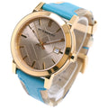 Burberry The City Gold Dial Turquoise Leather Strap Watch for Women - BU9018