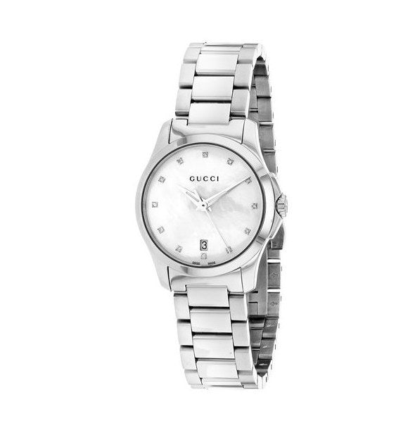 Gucci G Timeless Silver Stainless Steel Mother of Pearl Dial Quartz Watch For Women - YA126542