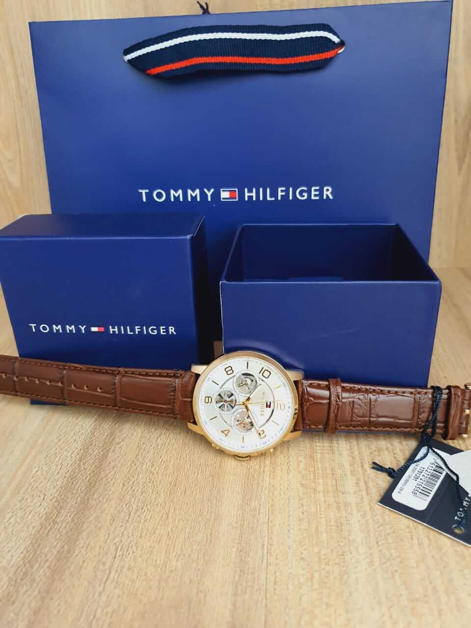 Tommy Hilfiger Keagan Quartz Silver Dial Brown Leather Strap Watch for Men - 1791291