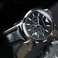 Emporio Armani Renato Chronograph Black Dial Black Leather Strap Watch For Men - AR2447