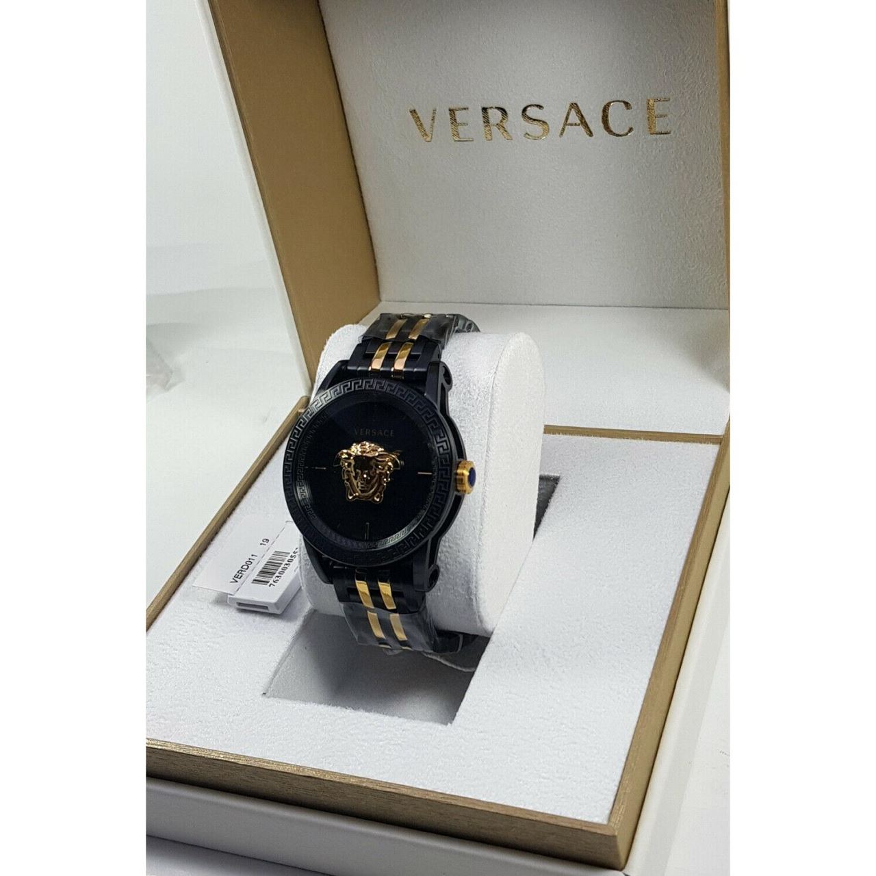 Versace Palazzo Empire Black Dial Two Tone Steel Strap Watch for Men - VERD01119