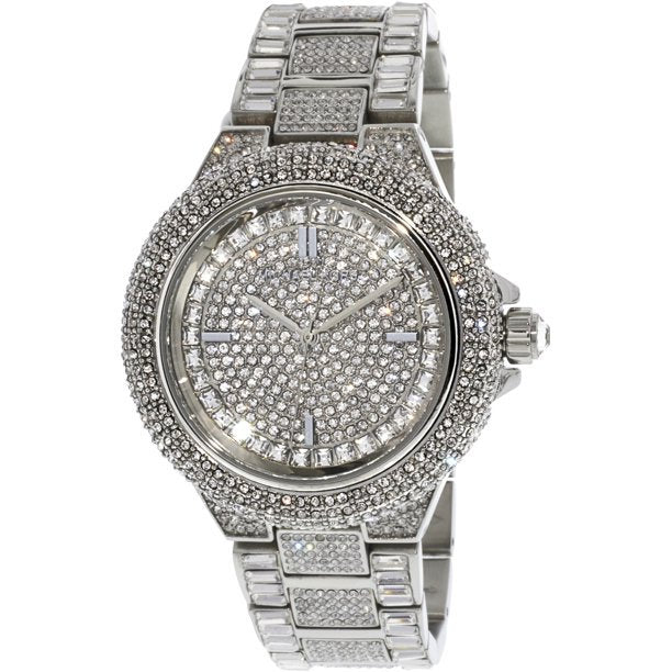 Michael Kors Camille Crystal Pave Dial Silver Steel Strap Watch for Women - MK5869