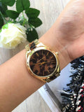 Michael Kors Slim Runway Tortoise Shell Dial Two Tone Steel Strap Watch for Women - MK4284