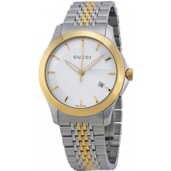 Gucci G Timeless Quartz Silver Dial Two Tone Mesh Bracelet Watch For Men - YA126409