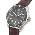Tag Heuer Aquaracer Caliber 5 Black Dial Brown Leather Strap Watch for Men - WAY201M.FC6474