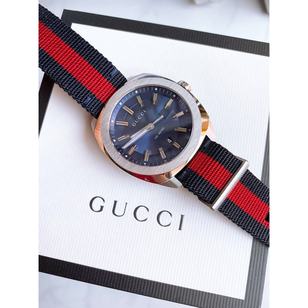 Gucci Quartz Blue Dial Two Tone Nylon Strap Watch For Men - YA142304